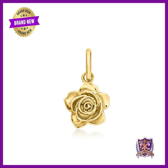 14kt Yellow Gold Rose Charm Italian Crafted Jewelry
